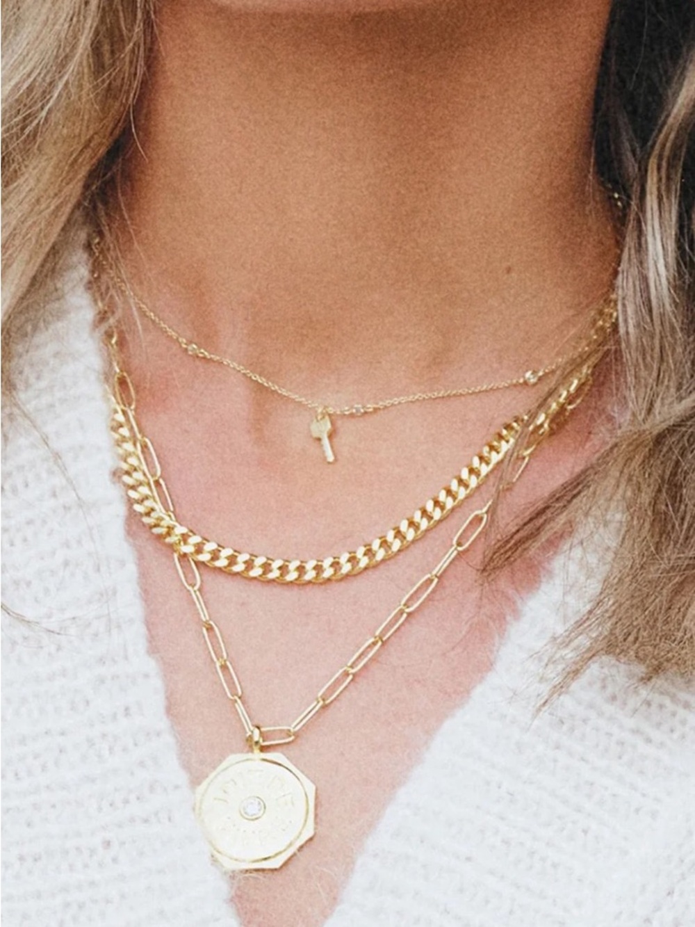 NWT Uncommon James Angel Number Key, Gold Necklace